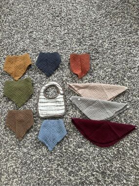 Assorted Cotton Muslin Baby Bandana Bibs & Drool Pads - Multi Color